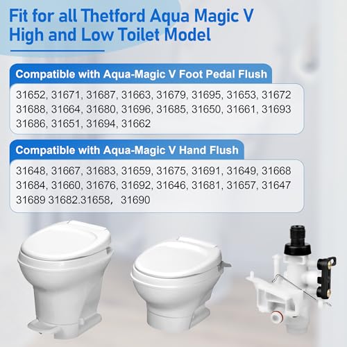 Image of 31705 /31688 RV Toilet Water Valve Kit - Freeze-Resistant & Leak-Resistant RV Toilet Parts for Thetford Aqua-Magic V High & Low Models, Includes Valve, Seal & Screw, Easy DIY Fix for Camper Toilet