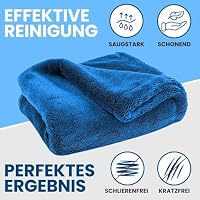 Ivality® Auto Trockentuch XXL 80x50 cm – 1800 GSM Ultra Saugstarke Mikrofasertücher für Autopflege und Motorrad, Fusselfreies, Lack-schonendes Twisted Towel Microfasertücher - Blau – Ansicht 6