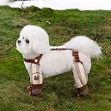 犬用レッグカバー サスペンダー付き レインパンツ 犬 ブーツ 防水 滑り止め ドッグウェア 犬の靴 脱げない 肉球保護 汚れ防止 雨の日対策 梅雨 散歩 お出かけ用 中型犬 小型犬 四足カバー 通気性 軽量 犬用シューズ ブラウンMサイズ