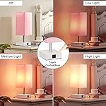 Ambimall Touch Control Table Lamp with 2 USB Charging Ports, 3 Way Touch Lamps Beside Desk, Nightstand Lamp for Bedrooms Living Room, Pink Shade with White Base, LED Bulb Included(Pink) - Image 4