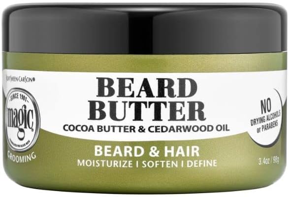 Carson Magic Men's Grooming Conditioning Beard Butter With Cocoa Butter and Cedarwood Oil, Moisturizes, Softens and Define With No Drying Alcohol, 3.5 ounces