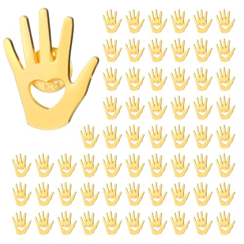 Image of Foilswirl 100 Pcs Employee Appreciation Gifts Bulk Gold Hand Lapel Pin Volunteer Appreciation Gift Recognition Gifts for Social Worker Nurse Coworkers (Hollow Style)