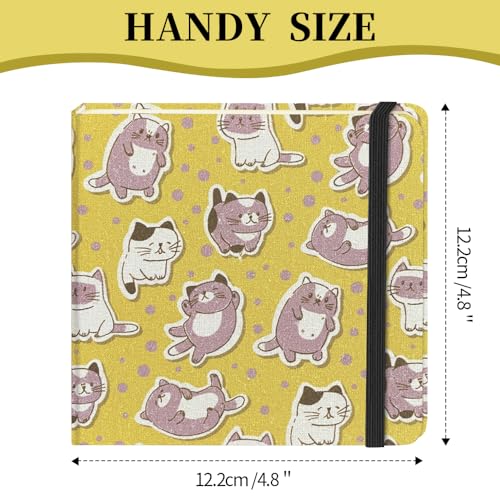 Image of 4.8 inch Pocket Sketch Book,80gsm Hardcover Art Sketchbook for Drawing Journal | Cloth Cover,80gsm Blank Paper,96Sheets,Lay-Flat,Portable Travel Creation Paint Diary Memo Planner,Dry MediaYellow Cat