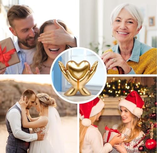 Image of VRB Dec 1 Set for Statue Study Office Desk Decor Showpiece Gift Decoration Accessories Items Decorative Showpeice for Home ((Golden Heart in a Han))