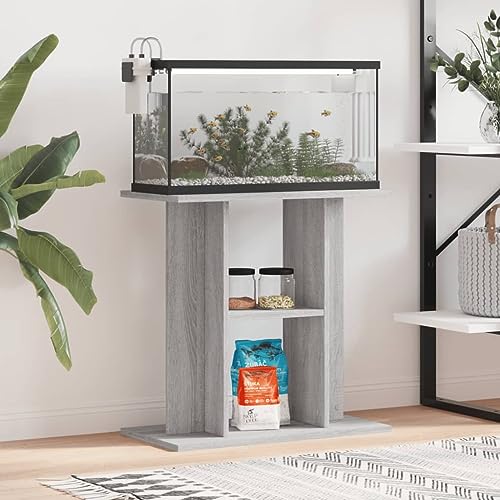 Chaduof Soporte para acuario, gris Sonoma, 60 x 30 x 60 cm, material de madera, armario para acuario, armario para acuario, mesa de acuario, soportes para acuarios