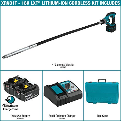 Makita XRV01T 18V LXT® LithiumIon Cordless 4′ Concrete Vibrator Kit (5