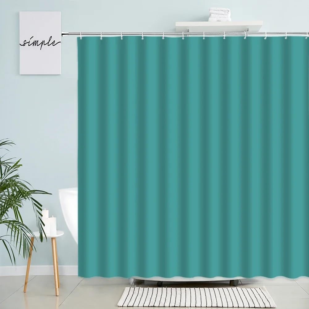 Generisch Einfarbiger,Violetter Duschvorhang 200X200 – Wasserdicht,Schlicht,Reinfarbig,Dekorativer Badewannenvorhang – Waschbarer Badezimmervorhang mit Haken,Seeblau,