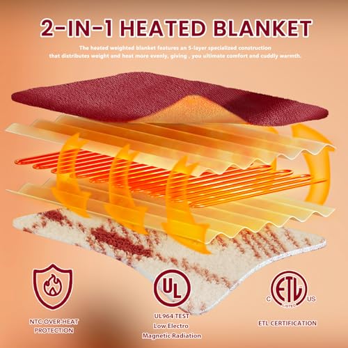 JKMAX Heated Electric Blanket Queen Size - 84"x90" Flannel Heating Blanket with 10 Heating Levels & 5 Time Settings Over-Heat Protection, Winter Warmer for Adults with ETL Certification(Red)