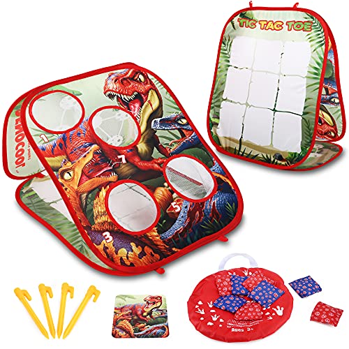 Bean Bag Toss Game for Kids, Toddler Games Toys for Ages 2 3 4 5 Year Old Boy, Gifts for Kids Birthday or Christmas, Dinosaur Themed with 8 Bean Bags Bean Bag Toss Game for Kids, Toddler Games Toys for Ages 2 3 4 5 Year Old Boy, Gifts for Kids Birthday or Christmas, Dinosaur Themed with 8 Bean Bags