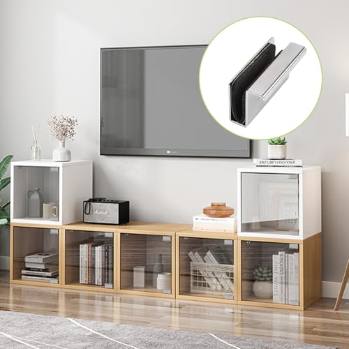 Image of 12Pcs Glass Finger Edge Pull Cabinet Finger Pull Handle Glass Door Clips Cabinet Latch Clamp Concealed Handle for Display Glasscase Door (Silver)