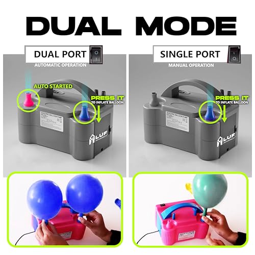 Image of LUF Electric Balloon Pump Machine, New Powerful Blow Engine (2 Hours Continuous Inflation) Air Balloon Inflator /Balloon Blower Machine for All Types - Latex Metallic, Alphabets, Confetti, LED etc