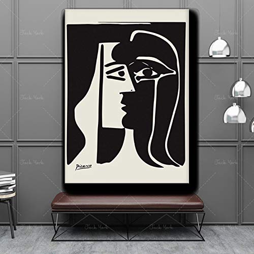 Peinture sur toile Picasso affiche noir et blanc pour valoriser un mur vide