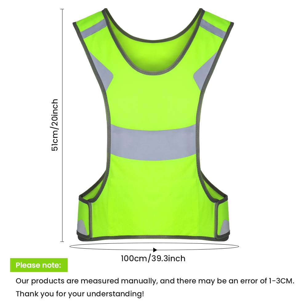 Chaleco de Seguridad Reflectante, Chaleco de Seguridad de Alta Visibilidad, Chaleco de Seguridad Amarillo que Refleja para Correr Montar en Bicicleta Caminar y Andar en Moto