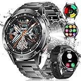 LIGE Military Smart Watch for Men iPhone Android 1.43' HD Amoled Rugged 110+ Sport Modes IP68 Waterproof Answer/Make Call Fitness Running Heart Rate Blood Pressure Health Mens Smartwatch