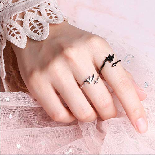Image of Angel VS Devil Wings Couple Ring Creative Simple Living Mouth Jewelry Gifts for Girlfriends