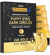 Tibobo 24K gouden oogpads, 12 paar gel-oogpatches, oogpads tegen donkere kringen met hyaluron en col...