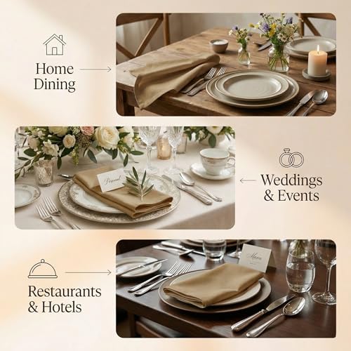 ACCENTHOME Accent Home 100% Cotton Napkins, Delicate Cloth Napkins for Dinners, Parties and Weddings，18 x 18 Inch Set of 12 - Brown by ACCENTHOME - Used condition - Image 4