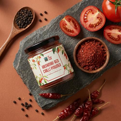 Image of My Pahadi Dukan Kashmiri Red Chilli Powder 100g, Authentic Kashmiri Lal Mirch, Naturally Vibrant Red Colour, Mild Heat Rich Flavour, No Artificial Colour or Additives, Pure Lab-Tested Spice