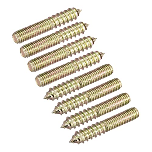 Image of uxcell M10x60mm Hanger Bolts, 8pcs Double Ended Thread Dowel Screws for Wood Furniture