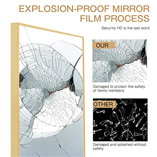 Image of NeuType 47 inchx22 inch Full Length Mirror Aluminum Alloy Frame Wall-Mounted Mirror for Living Room, Bedroom, Entry, Hanging or Leaning Against Wall, Full Length Mirror for Wall, Gold (No Stand)