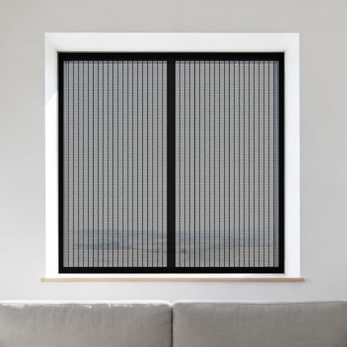 Mosquitera Ventana 130 x 150 cm Imanes Se Cierran Automáticamente Mosquiteras Ventanas Magnética Fácil Instalación Adhesiva para Exterior Jardín Balcón Salón Casa Tienda, Negro