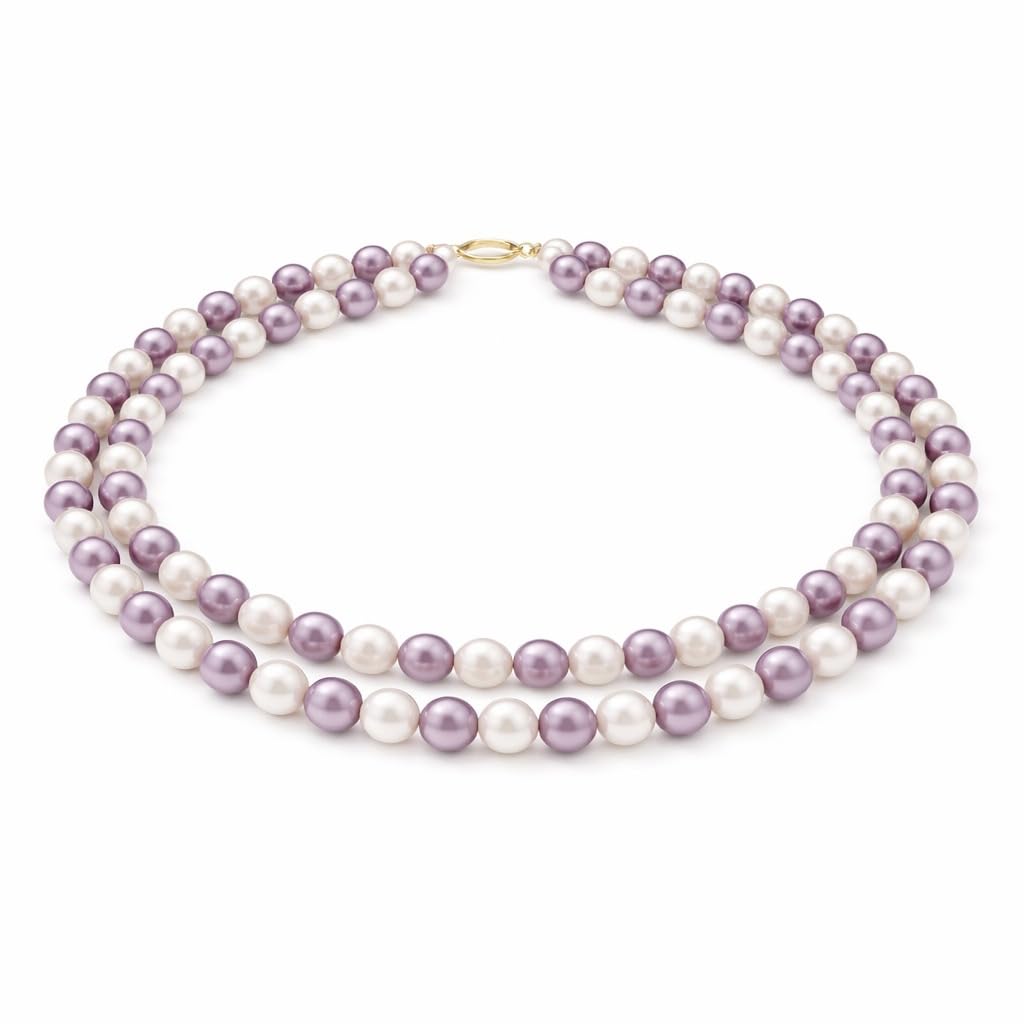 Double Layer Pearl Moti mala | Pearl Jewelry Set for Women | Freshwater Mala Haar | Necklace Moti | Jewellery Set with Earrings for Women Girls | 8mm South Sea Beads Necklace | Gift for Her-image-21