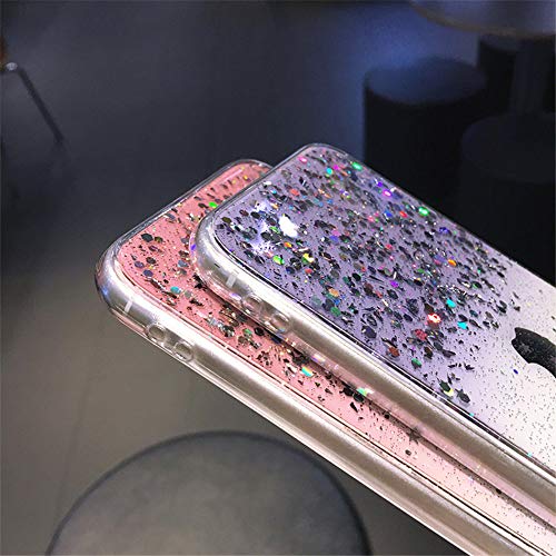 Coque iPhone 12 Pro paillettes violette transparente dégradée souple arc-en-ciel - 5