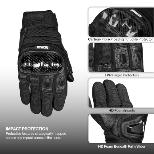 Image of Rynox Striker GT Short-Cuff Motorcycle Gloves | All Black, Medium