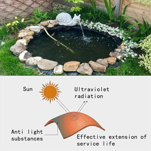 Wytrzymała czarna wkładka do stawu - odporna na promieniowanie UV i warunki atmosferyczne plandeka HDPE do stawów rybnych, fontann, ogrodów wodnych i wodospadów, folia do stawu pływackiego
