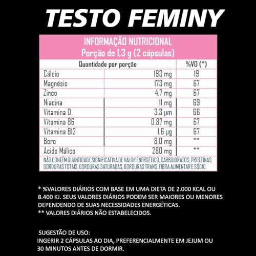 Kit Vitaminas e Minerais Feminy Pote 60 Capsulas com Boro, Magnésio, Zinco, Niacina, Cálcio, Vitamin