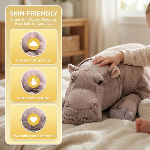 lilizzhoumax Nilpferd XXL Kuscheltier 46cm Weiches Nilpferd Plüschtier Kawaii gewichtetes Plüsch Stofftier Spielzeug Kissen Dekoration Weihnachten Geburtstagsgeschenk für Kinder Babys Mädchen Jungen