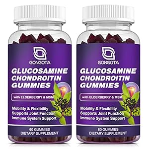Glucosamine Chondroitin Gummies – 2- Pack, Extra Strength 1500mg Glucosamine with MSM & Elderberry, Flexibility Support, Best Cartilage & Immune Support Supplement for Men and Women – 120 count