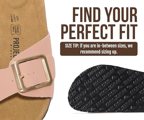 Image of Project Cloud 100% Genuine Leather Sandals Women Dressy Beach Essentials Slides for Women Footwear - Lightweight with Memory Foam Insole Sandals for Women 2026 - Womens Slides