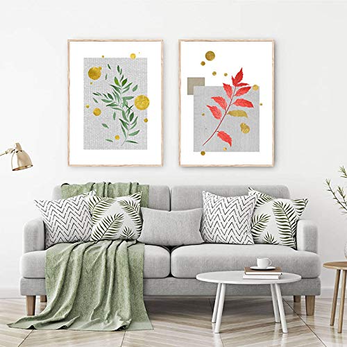 Toile nordique plante minimaliste lot de 2 impressions art mural moderne