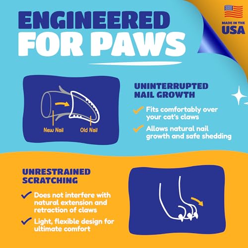 Image of Soft Claws Cat Nail Caps for Medium Cats - (40 Caps, Pink and Green) - Made in USA - Veterinarian-Developed | Protects Furniture & Skin - Easy to Apply, Long-Lasting Anti-Scratch Soft Cat Claw Covers