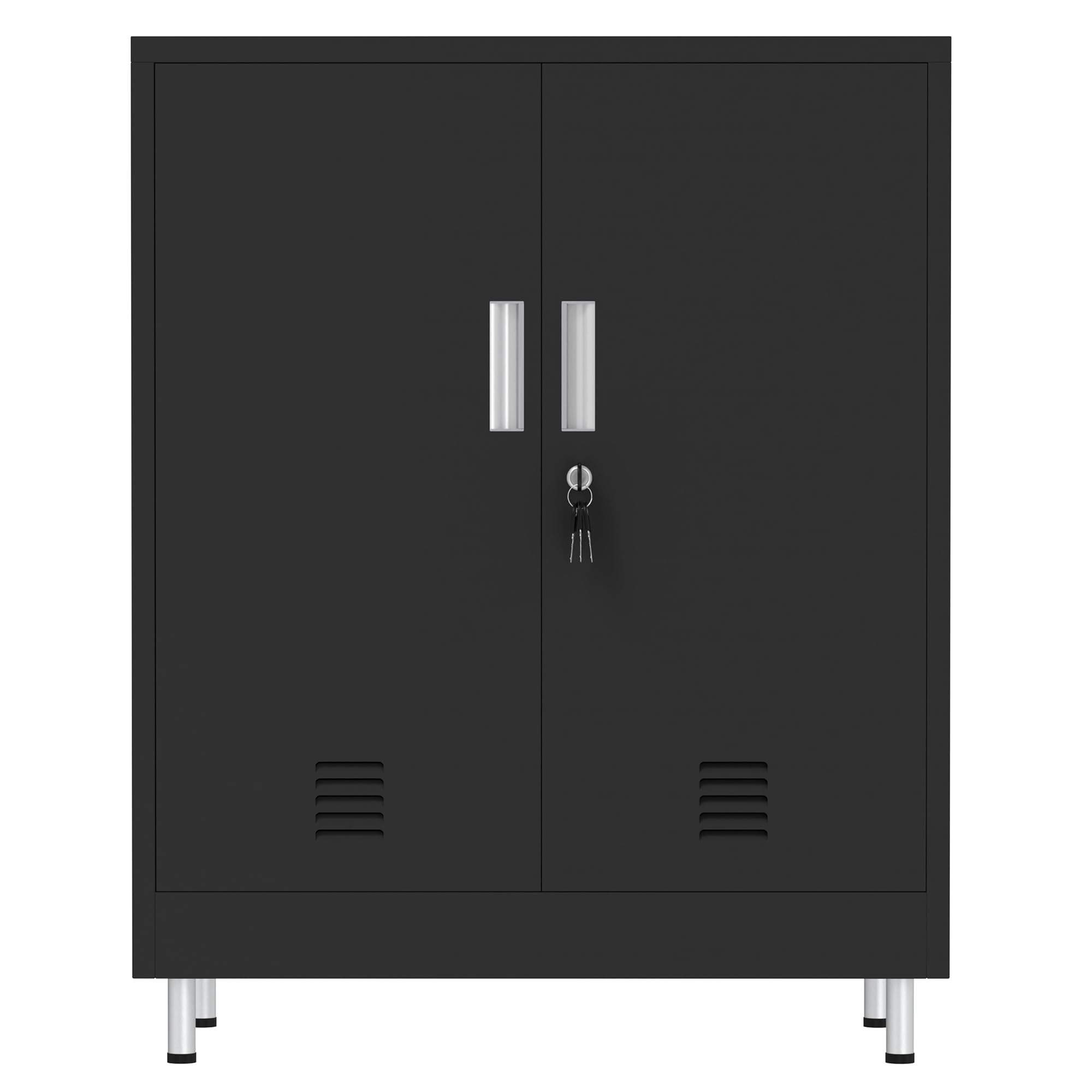 JINGUR Armoire de Rangement en métal avec Portes verrouillables et étagères réglables, Petite Armoire de Rangement verrouillable pour Maison, Bureau, Garage, Garde-Manger, entrée, Salon (Noir)