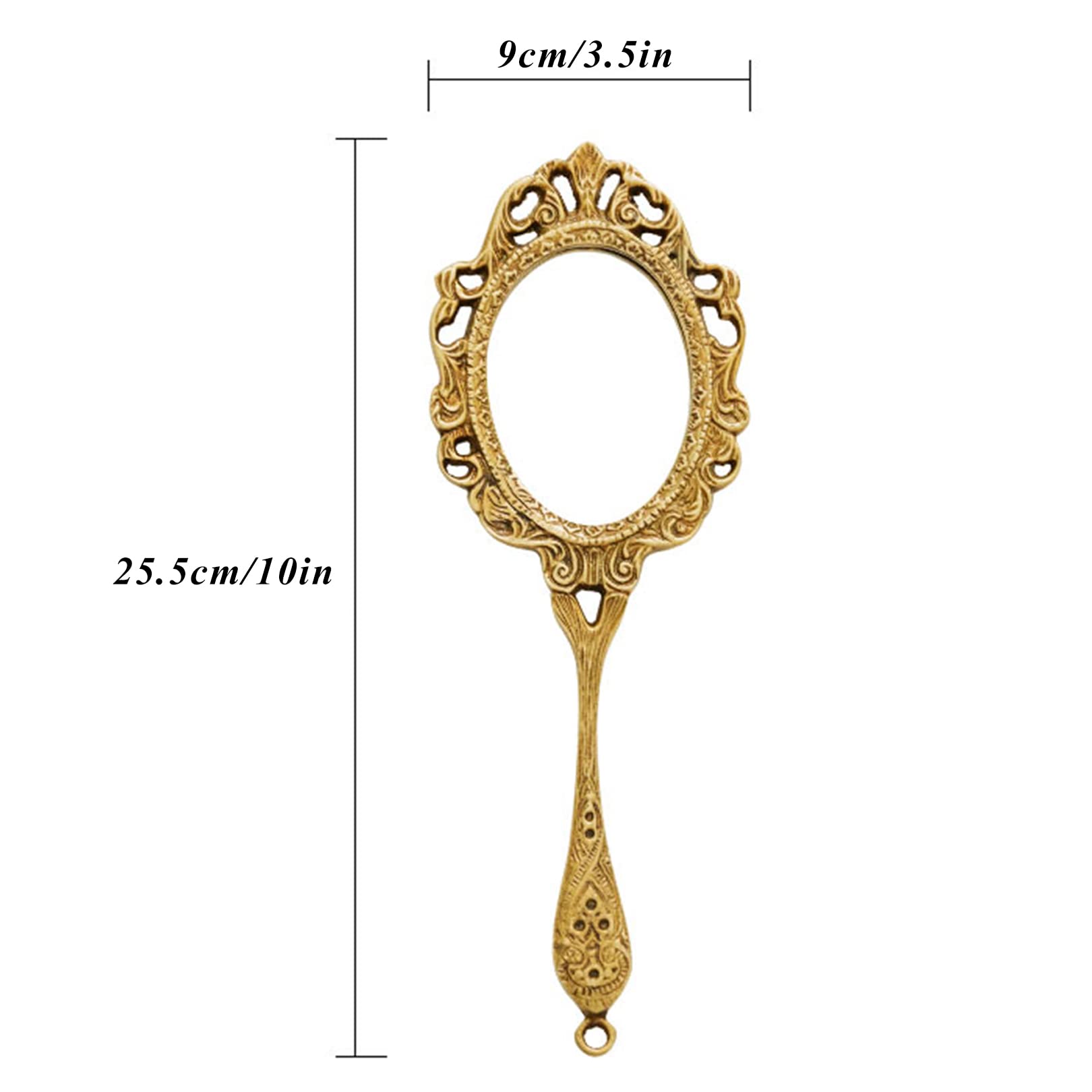 CollectiblesBuy Vintage Handspiegel Aus Holz - Oval, 38,1 Cm, Mit Griff, Floralem Design, Grün, Für Schminktisch Oder Wand