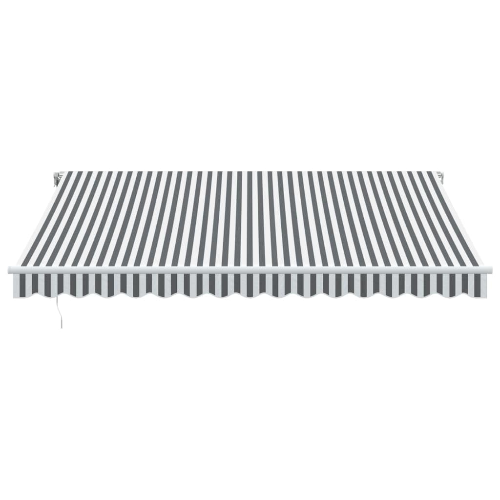 Festnight Store Banne Manuel 4x3,5 Auvent de terrasse Auvent Rétractable à Bras Repliable Store Balcon pour Resto,Café -Anthracite et blanc-400 x 350 cm