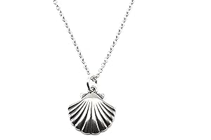 Pooka Seashell Necklace: Sterling Silver Tiny Clam Shell Charm
