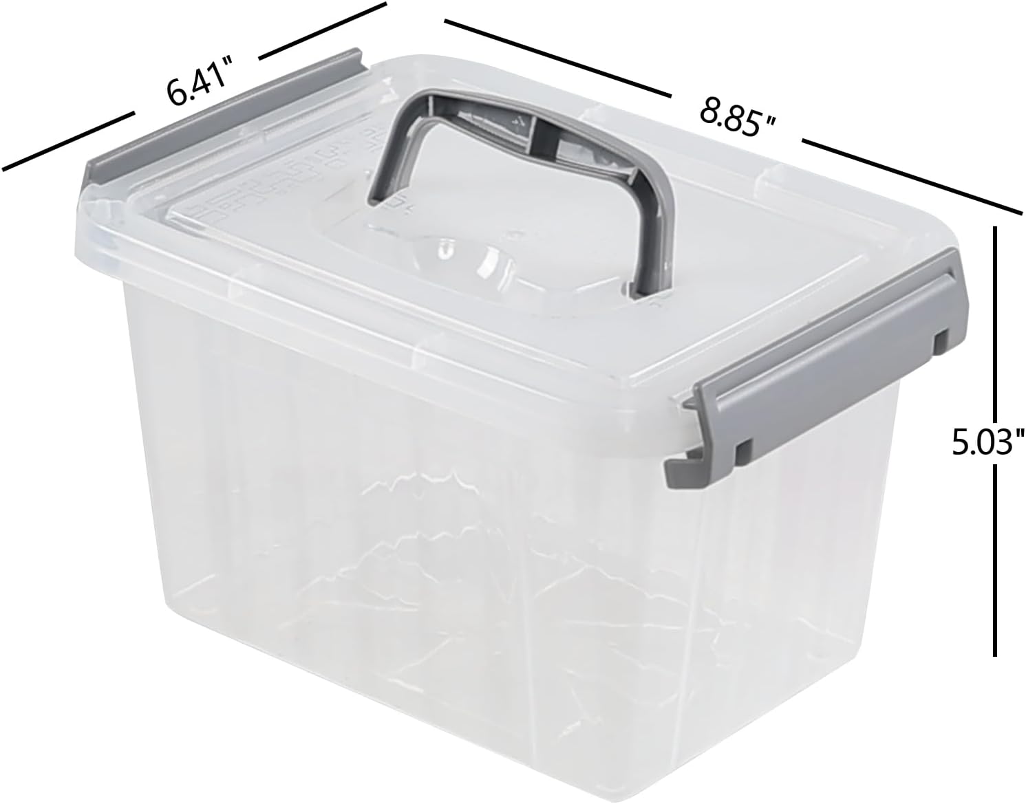 3.5 Quart Small Clear Storage Box with Handle, Small Plastic Bins with Lids, 6 Packs