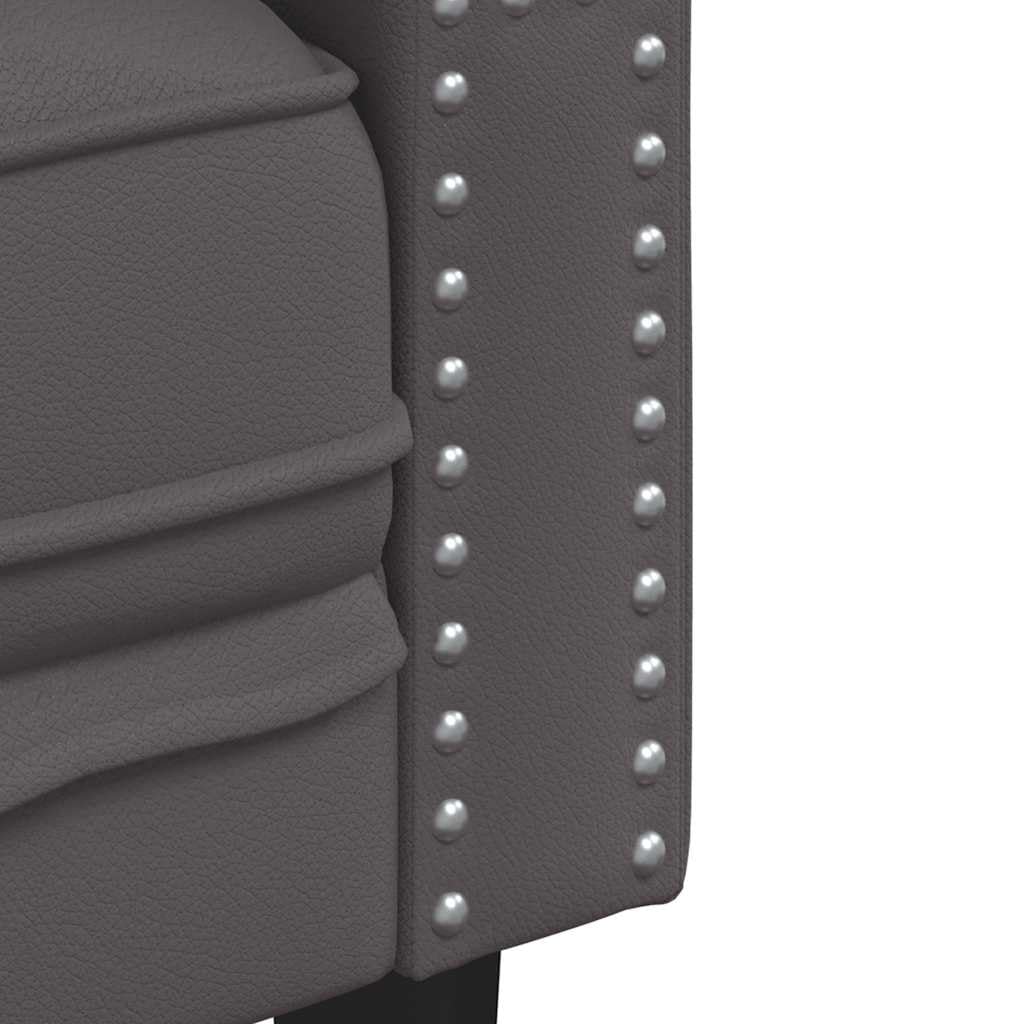 Générique Ensemble de canapé Chesterfield 3 pcs Gris Similicuir,Meubles, Canapés, Gris (Poids 74.65KG)