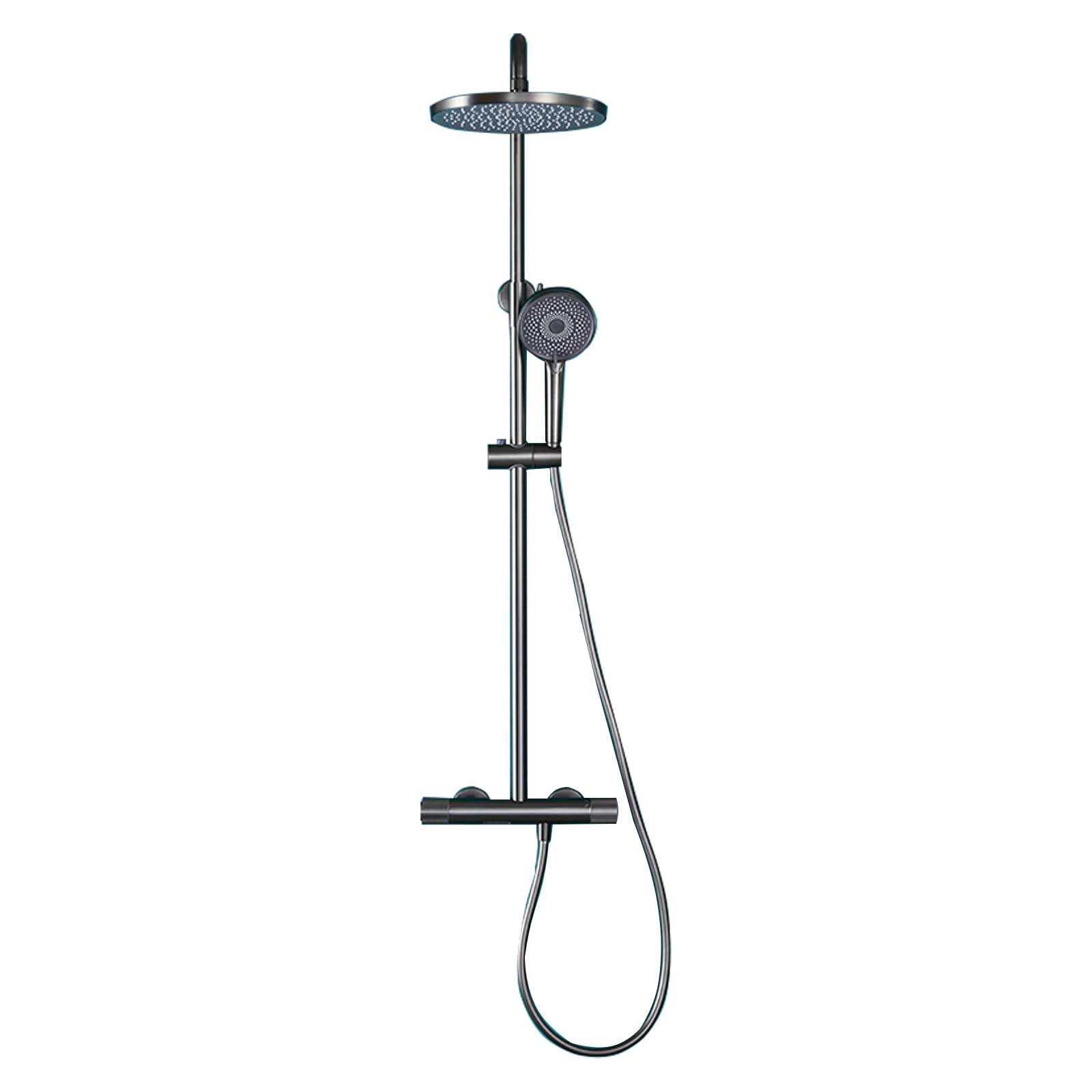CWCQGH Rain Shower 8 Inch Shower Faucet Set Wall Mounted Shower Combo Set Brass Rain Mixer Shower with Shower Head, Tub Spout, 3 Modes Handheld Shower,Gray