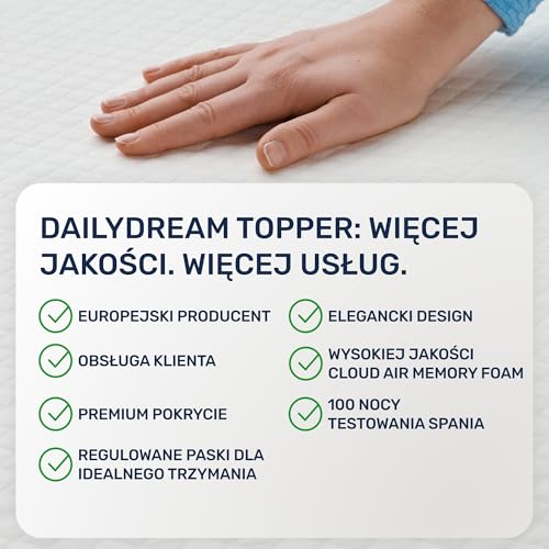 Dailydream Wiskoelastyczna nakładka na materac „Model S” z efektem pianki z pamięcią kształtu, 90 x 190 x 3,5 cm, Edition Standard