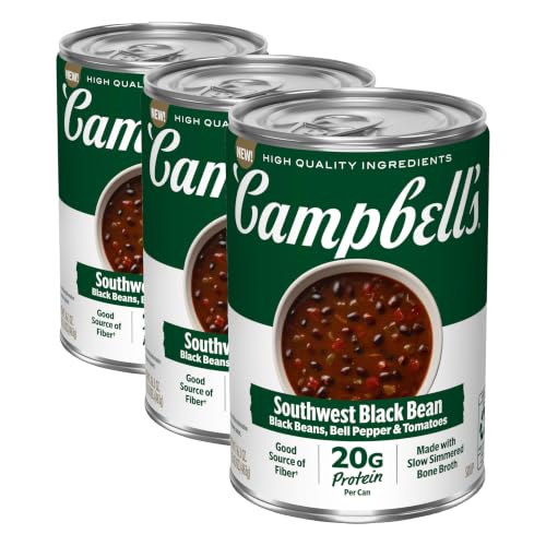 Image of Campbell's Protein Southwest Black Bean Soup, 16.3 Oz Can (Pack of 3)