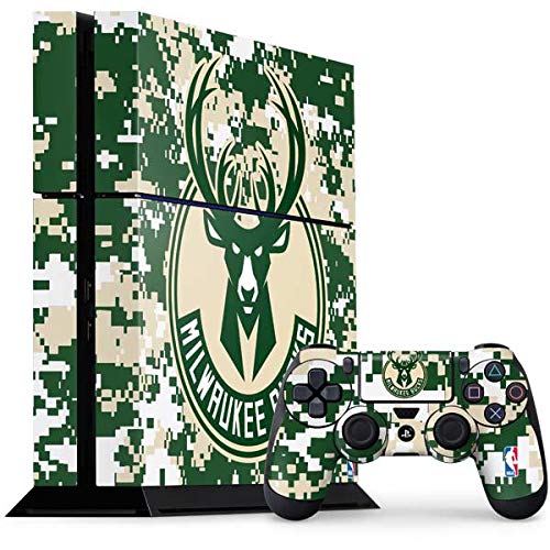 Skinit Decal Gaming Skin Compatible with PS4 Console and Controller Bundle - Officially Licensed NBA Milwaukee Bucks Camo Digi Design