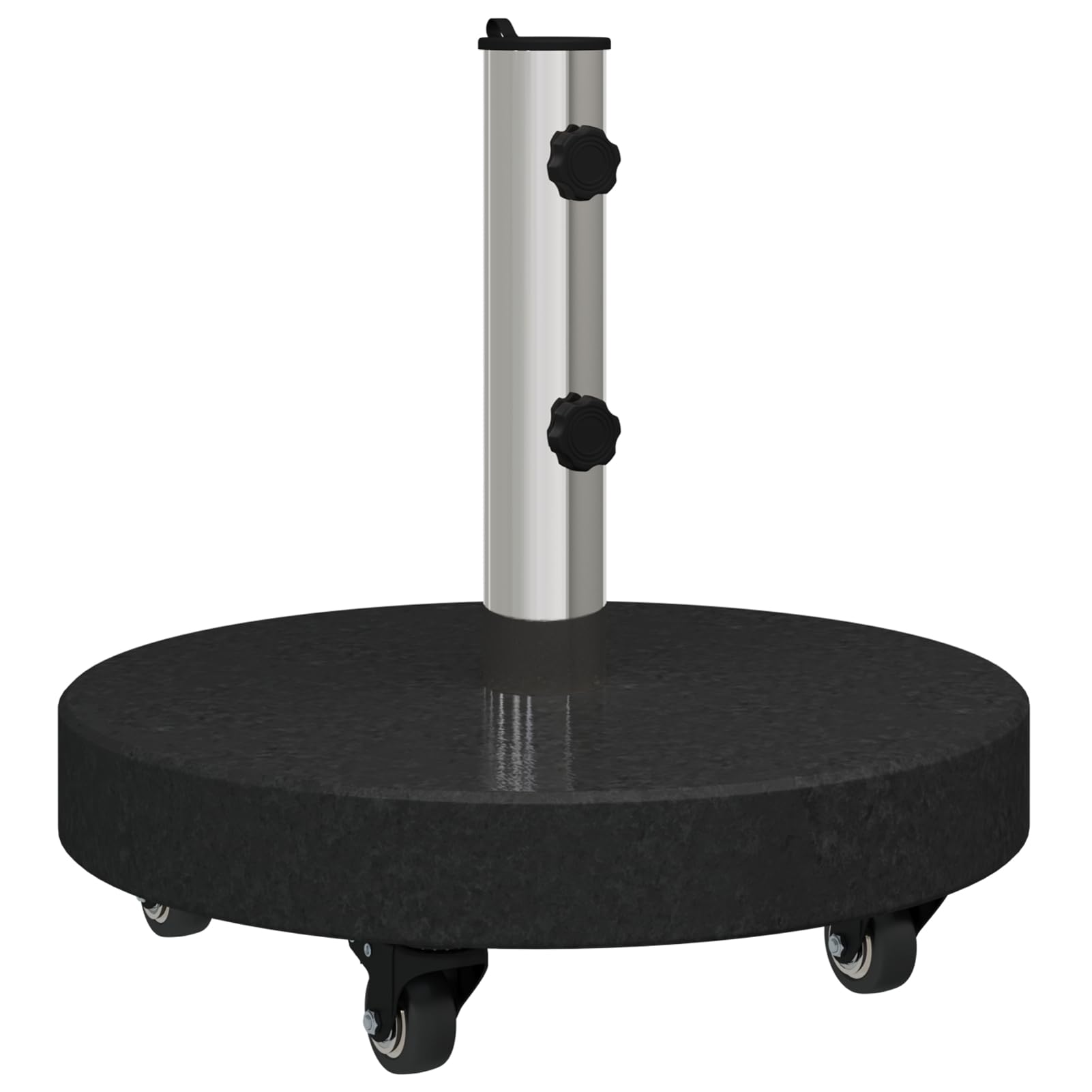 Gecheer Pied de parasol avec roulettes pour barres de Ø 38/48 mm en granit noir, 30 kg, support de parasol rond pour terrasse, café, piscine