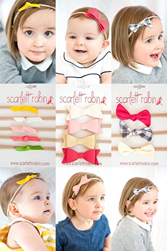 12 Baby Girl Hair Bows on Nylon Headbands | Vogue Variety Pack | By Scarlett Robin