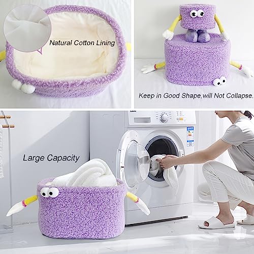 Panier décoratif mignon pourpre en coton pour chambre - 5
