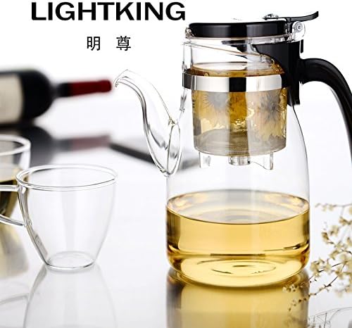 G-05 Premium Glass Infuser TeaPot (30oz) & 4 Glass Tea Cups Set (5oz)