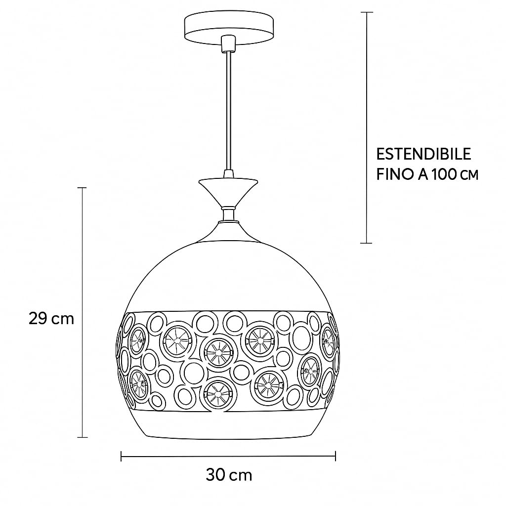 MAKA Lampadario Moderno a Sospensione con Supporto Lampadina E27 in Cristallo Ferro Opaco Lampada da Soffitto Diamanti per Sala da Pranzo Cucina Tavolo Camera da Letto Bar 100 cm x 30 cm Arabesque